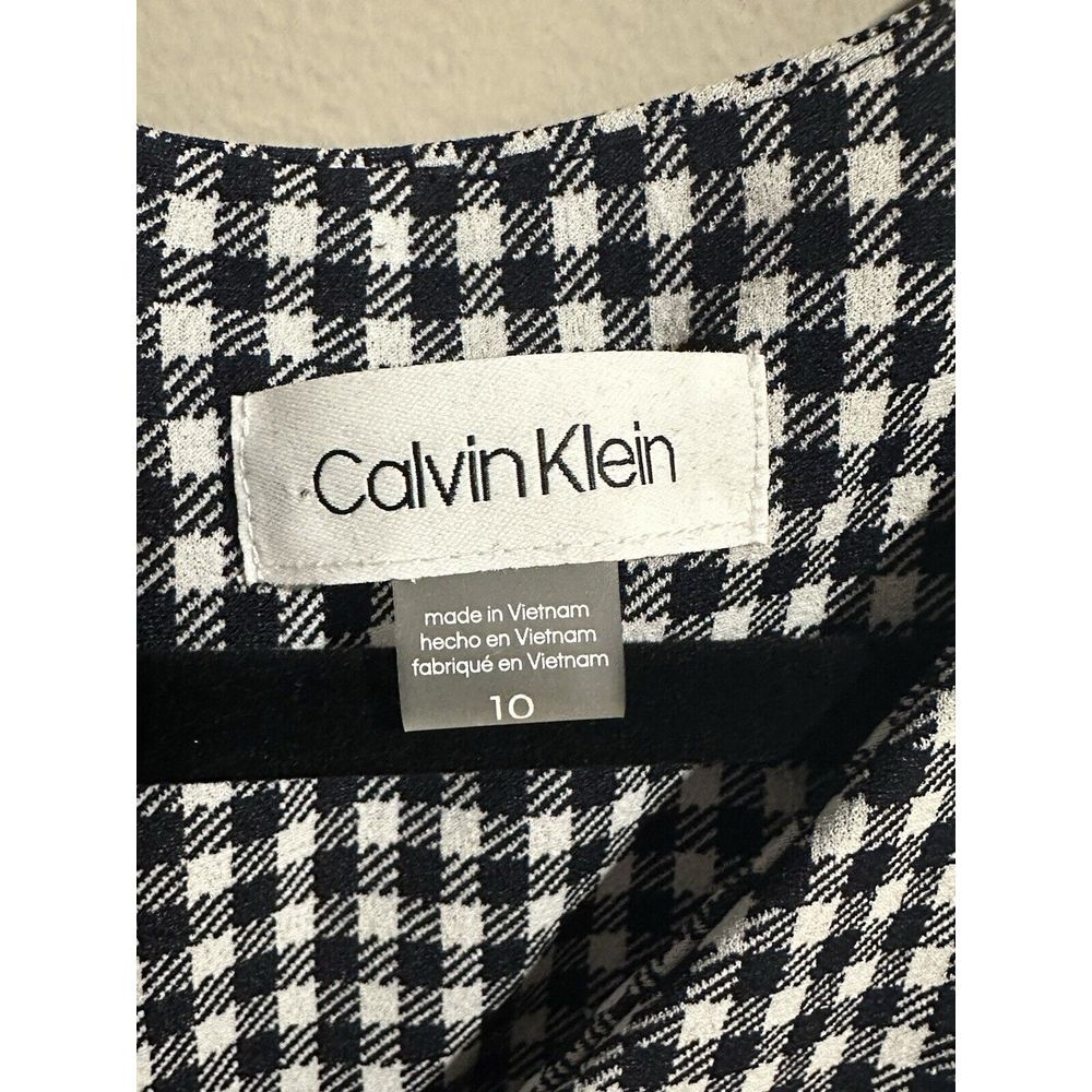 Calvin Klein Black and White Gingham Midi Dress - Picture 4 of 14